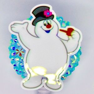 Frosty the Snowman Badge Reel ID card Holder Christmas Winter Handmade